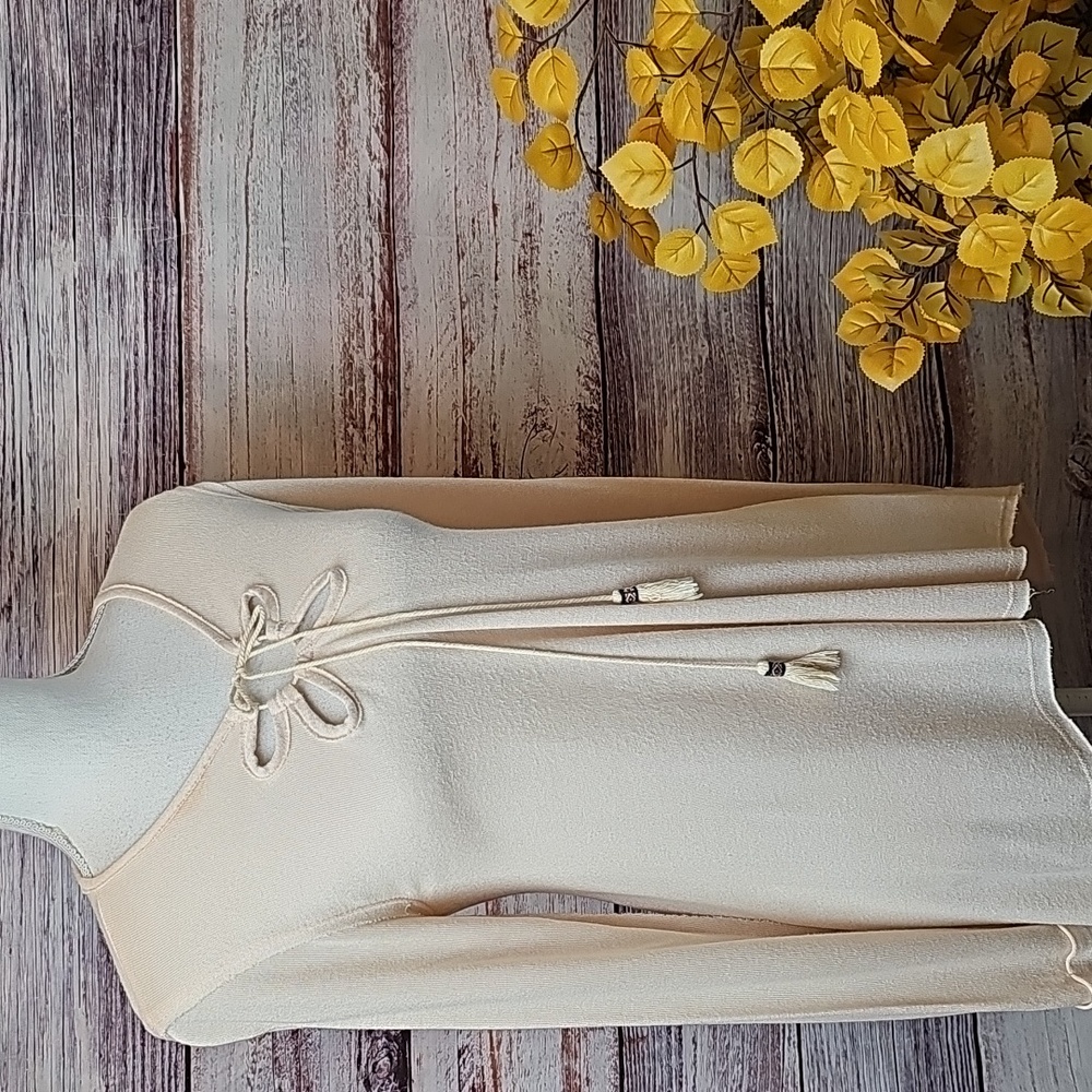ALTAR'D STATE TAN AYSEMTRICAL INSIDE OUT CUTOUT LONG SLEEVE PULLOVER TOP